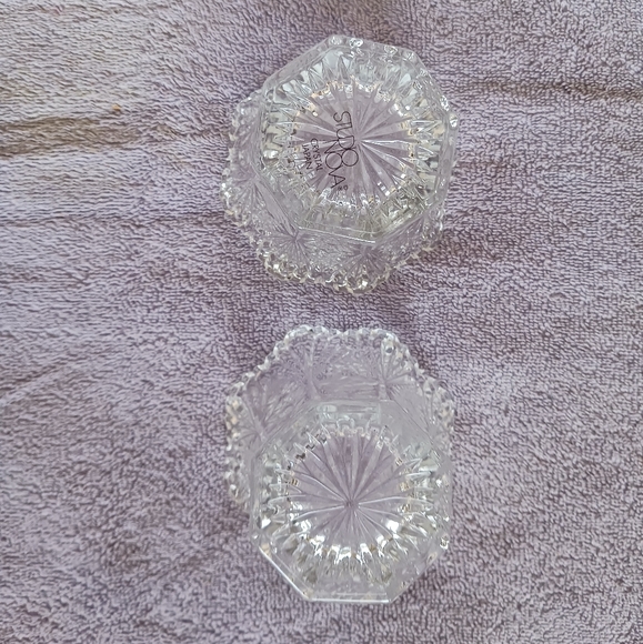 Candle holders crystal clear rose pattern fluted fancy edges - Picture 7 of 8
